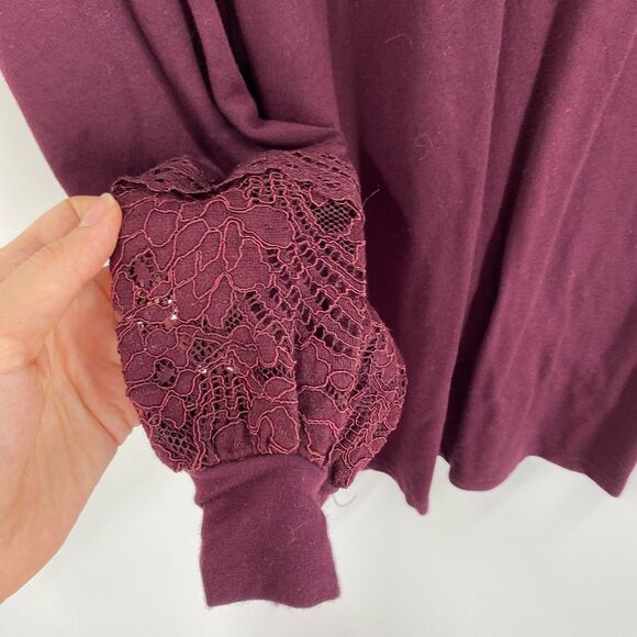 Alya Red Tie Front Long Sleeve Blouse Burgundy size S - Picture 4 of 4